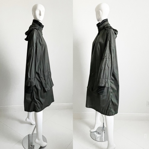 Sonia Rykiel Rain Coat Striped Wool Neck Cuffs HTF - Picture 7 of 14